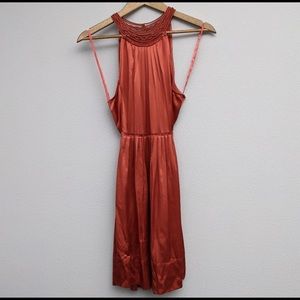 BCBGMaxAzria 100% Silk Empire high neck mini dress